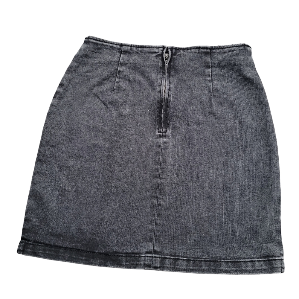 Girls size 2 Black Denim Jean Skirt with Cutout Slit Stretchy Comfort Wild Fable - Picture 3 of 8